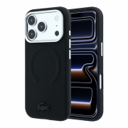 Lacoste PVC Petit Pique Semi Wrap Embossed MagSafe Case for iPhone 18 Pro Max Black