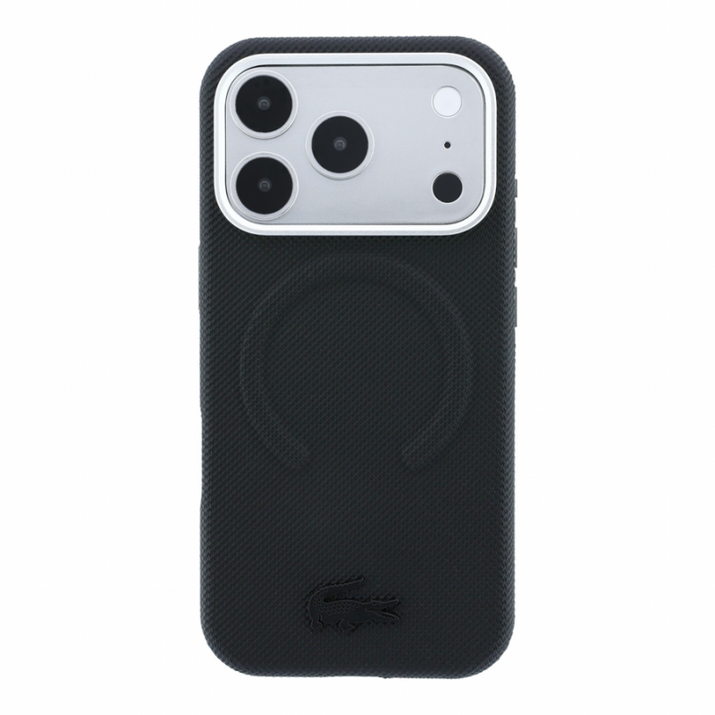 Lacoste PVC Petit Pique Semi Wrap Embossed MagSafe Case for iPhone 18 Pro Max Black