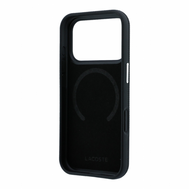 Lacoste PVC Petit Pique Semi Wrap Embossed MagSafe Case for iPhone 18 Pro Max Black