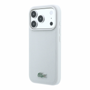 Lacoste PVC Iconic Petit Pique Metal Logo MagSafe Case for iPhone 18 Pro Max Light Grey