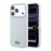 Lacoste PVC Iconic Petit Pique Metal Logo MagSafe Case for iPhone 18 Pro Max Light Grey