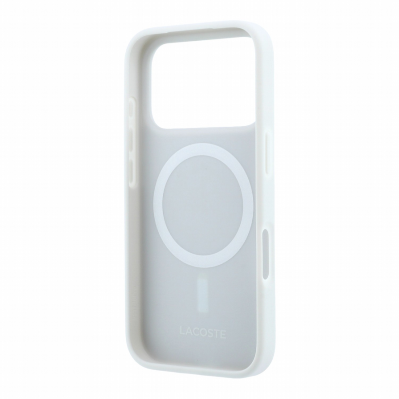 Lacoste PVC Iconic Petit Pique Metal Logo MagSafe Case for iPhone 18 Pro Max Light Grey