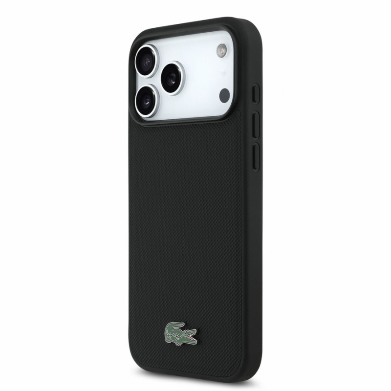 Lacoste PVC Iconic Petit Pique Metal Logo MagSafe Case for iPhone 18 Pro Max Black