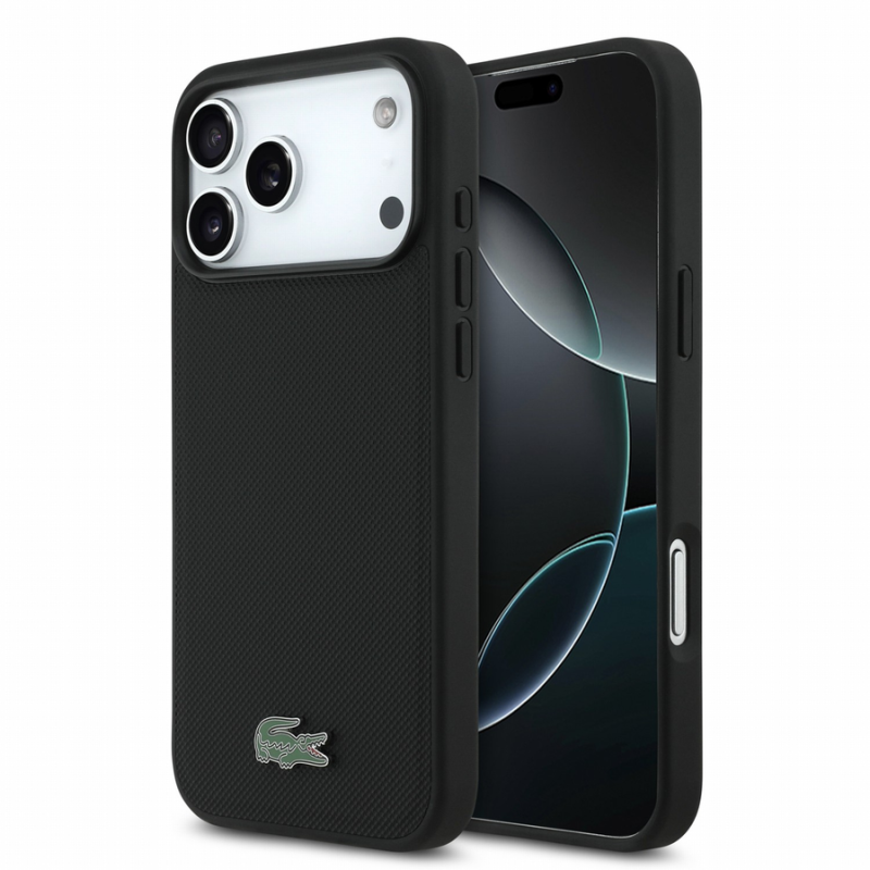 Lacoste PVC Iconic Petit Pique Metal Logo MagSafe Case for iPhone 18 Pro Max Black