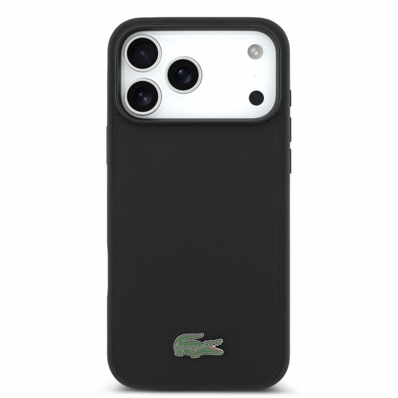 Lacoste PVC Iconic Petit Pique Metal Logo MagSafe Case for iPhone 18 Pro Max Black