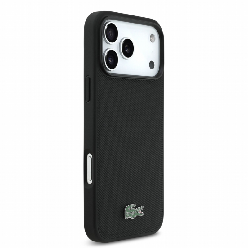 Lacoste PVC Iconic Petit Pique Metal Logo MagSafe Case for iPhone 18 Pro Max Black