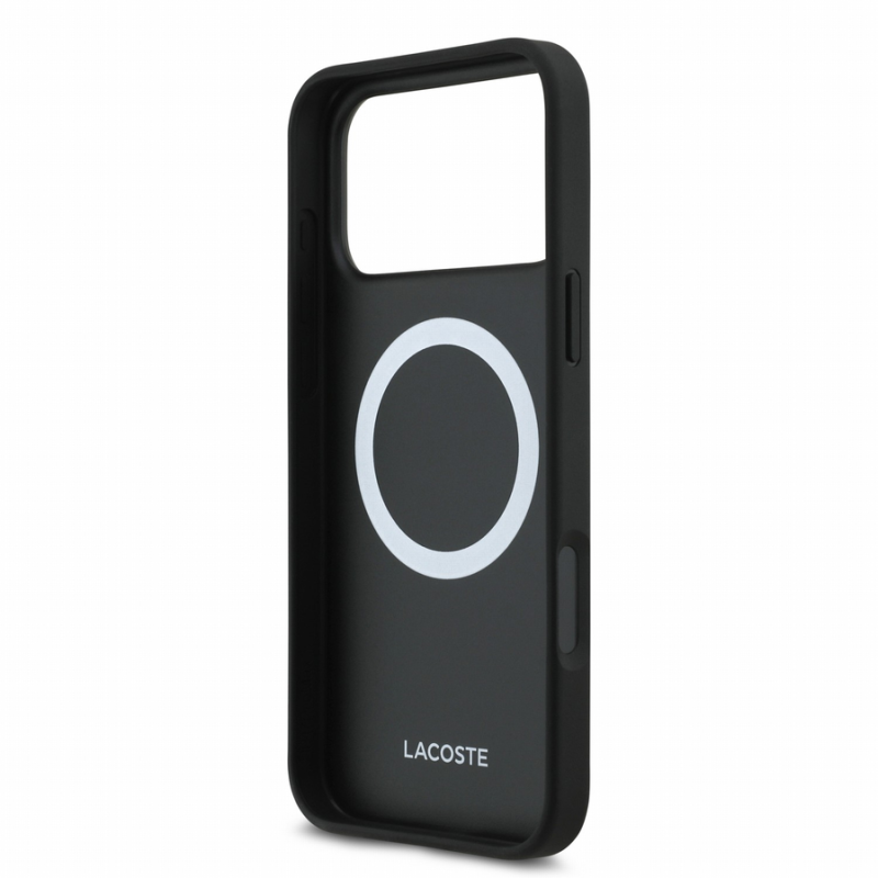 Lacoste PVC Iconic Petit Pique Metal Logo MagSafe Case for iPhone 18 Pro Max Black