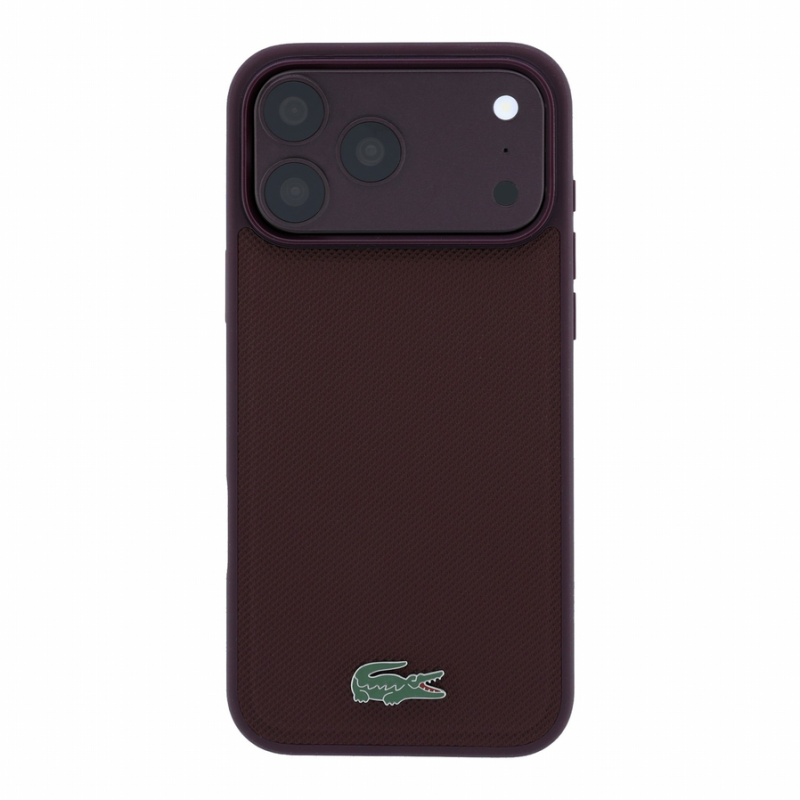 Lacoste PVC Iconic Petit Pique Metal Logo MagSafe Case for iPhone 18 Pro Burgundy