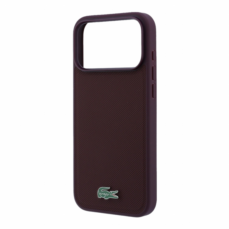 Lacoste PVC Iconic Petit Pique Metal Logo MagSafe Case for iPhone 18 Pro Burgundy
