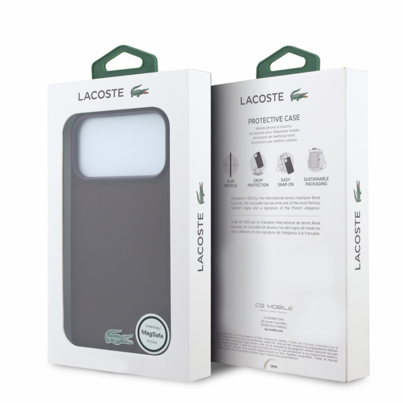 Lacoste PVC Iconic Petit Pique Metal Logo MagSafe Case for iPhone 18 Pro Burgundy