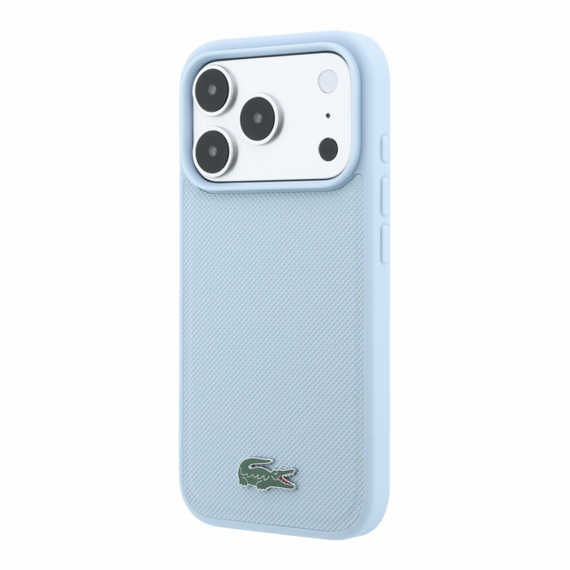 Lacoste PVC Iconic Petit Pique Metal Logo MagSafe Case for iPhone 18 Pro Blue