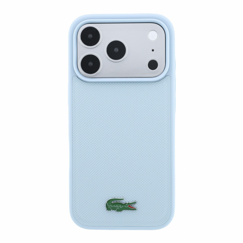 Lacoste PVC Iconic Petit Pique Metal Logo MagSafe Case for iPhone 18 Pro Blue