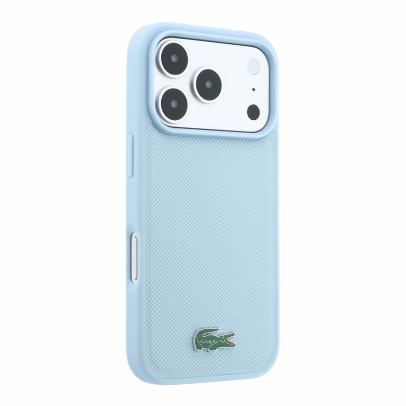 Lacoste PVC Iconic Petit Pique Metal Logo MagSafe Case for iPhone 18 Pro Blue
