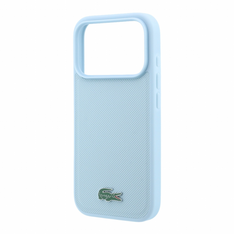 Lacoste PVC Iconic Petit Pique Metal Logo MagSafe Case for iPhone 18 Pro Blue