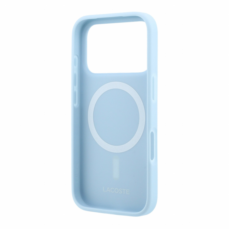 Lacoste PVC Iconic Petit Pique Metal Logo MagSafe Case for iPhone 18 Pro Blue