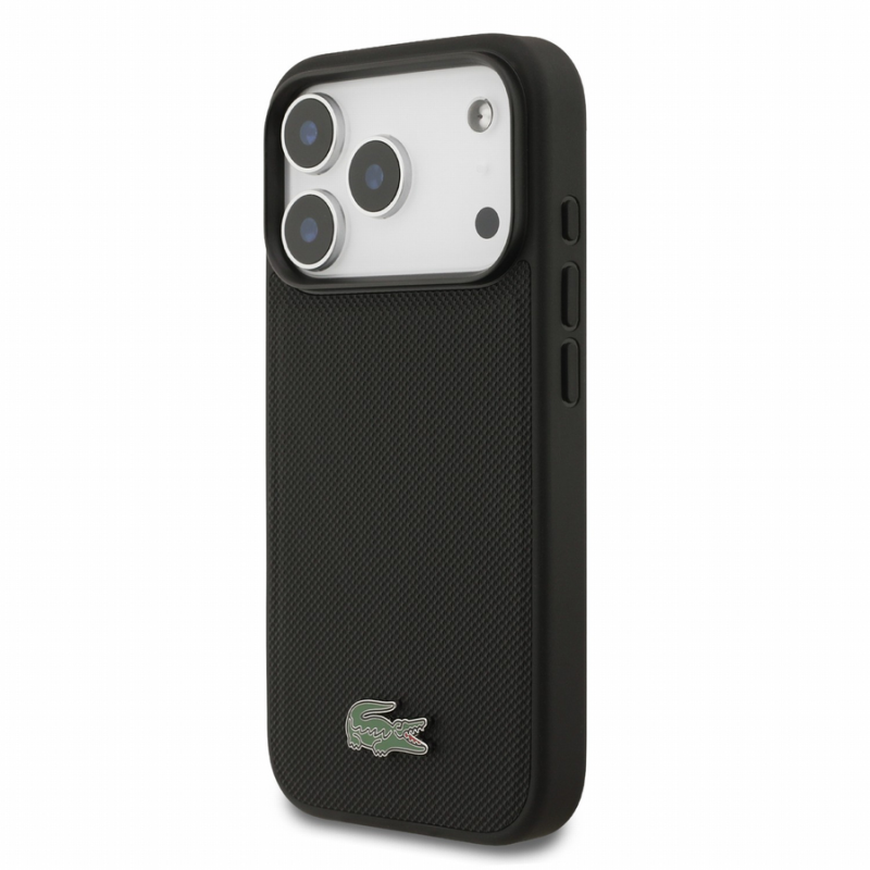 Lacoste PVC Iconic Petit Pique Metal Logo MagSafe Case for iPhone 18 Pro Black
