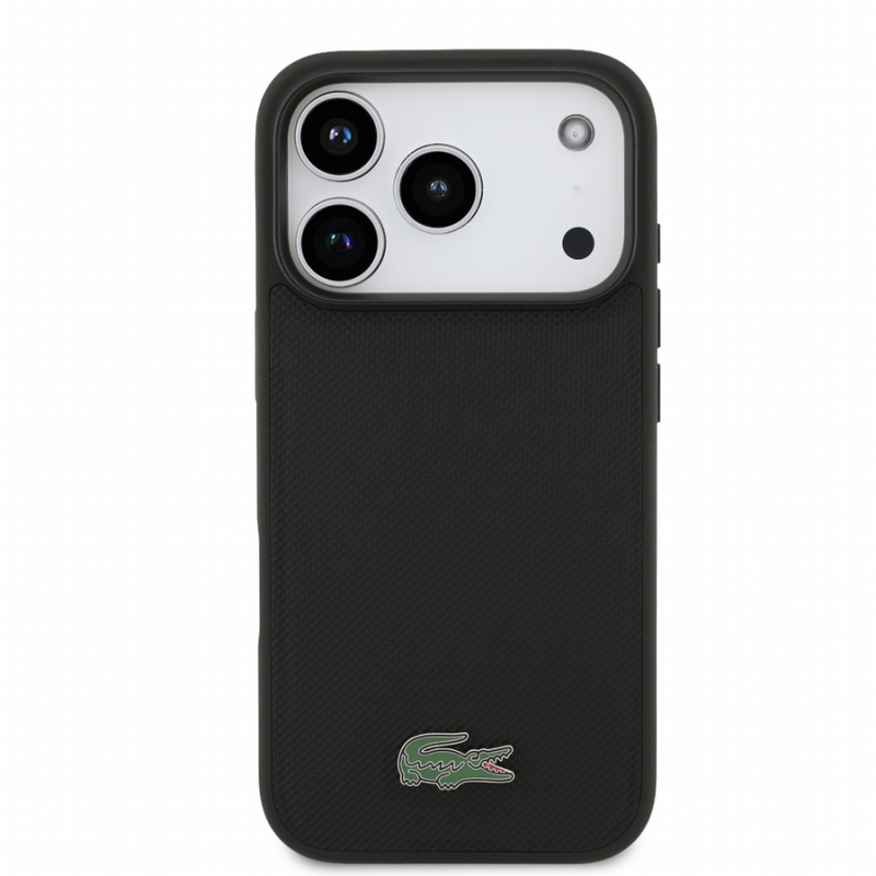 Lacoste PVC Iconic Petit Pique Metal Logo MagSafe Case for iPhone 18 Pro Black