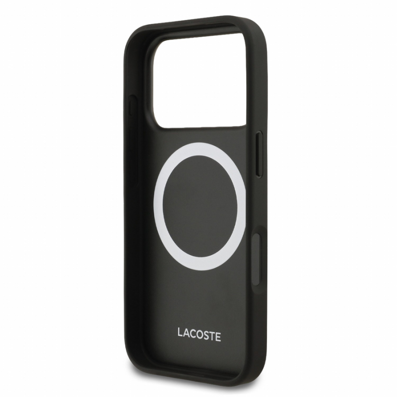 Lacoste PVC Iconic Petit Pique Metal Logo MagSafe Case for iPhone 18 Pro Black