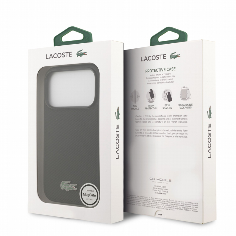 Lacoste PVC Iconic Petit Pique Metal Logo MagSafe Case for iPhone 18 Pro Black