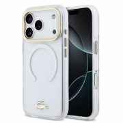Lacoste IML Shockproof Petit Pique Gold Logo MagSafe Case for iPhone 18 Pro Transparent