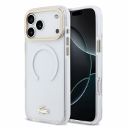 Lacoste IML Shockproof Petit Pique Gold Logo MagSafe Case for iPhone 18 Pro Max Transparent
