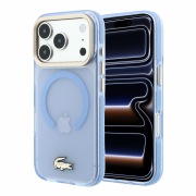 Lacoste IML Shockproof Petit Pique Gold Logo MagSafe Case for iPhone 18 Pro Max Blue