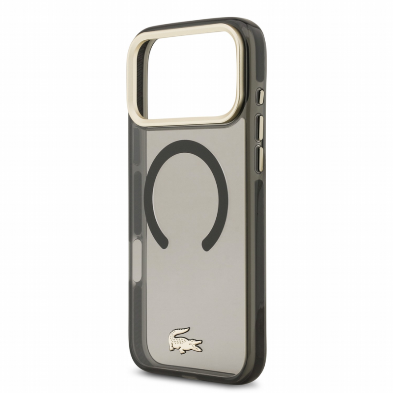 Lacoste IML Shockproof Petit Pique Gold Logo MagSafe Case for iPhone 18 Pro Max Black
