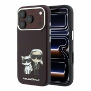 Karl Lagerfeld PU Semi Wrap Smooth Sketch Bodies Magsafe Case for iPhone 18 Pro Max Burgundy