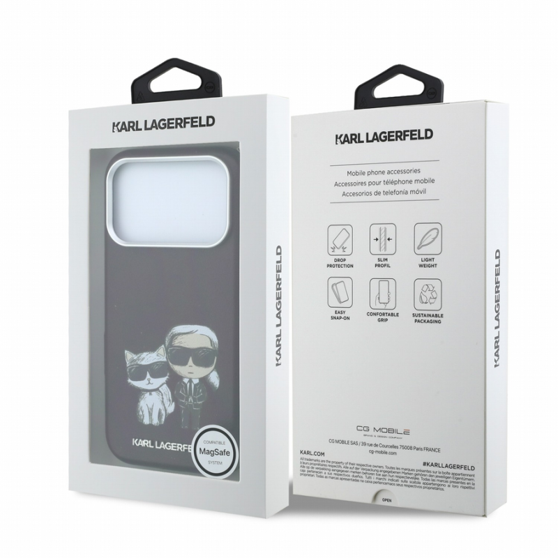 Karl Lagerfeld PU Semi Wrap Smooth Sketch Bodies Magsafe Case for iPhone 18 Pro Max Burgundy