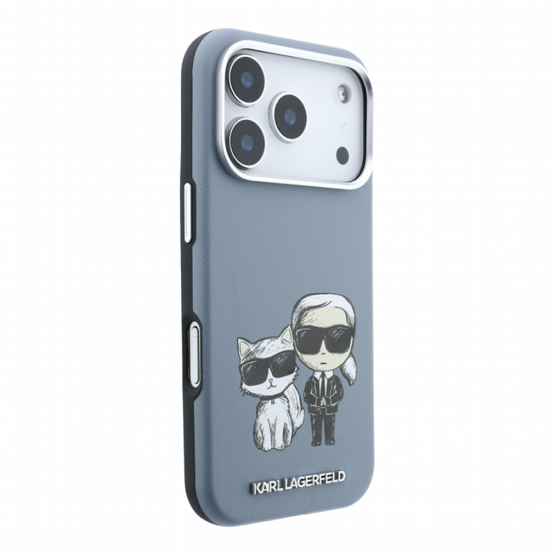 Karl Lagerfeld PU Semi Wrap Smooth Sketch Bodies Magsafe Case for iPhone 18 Pro Max Blue