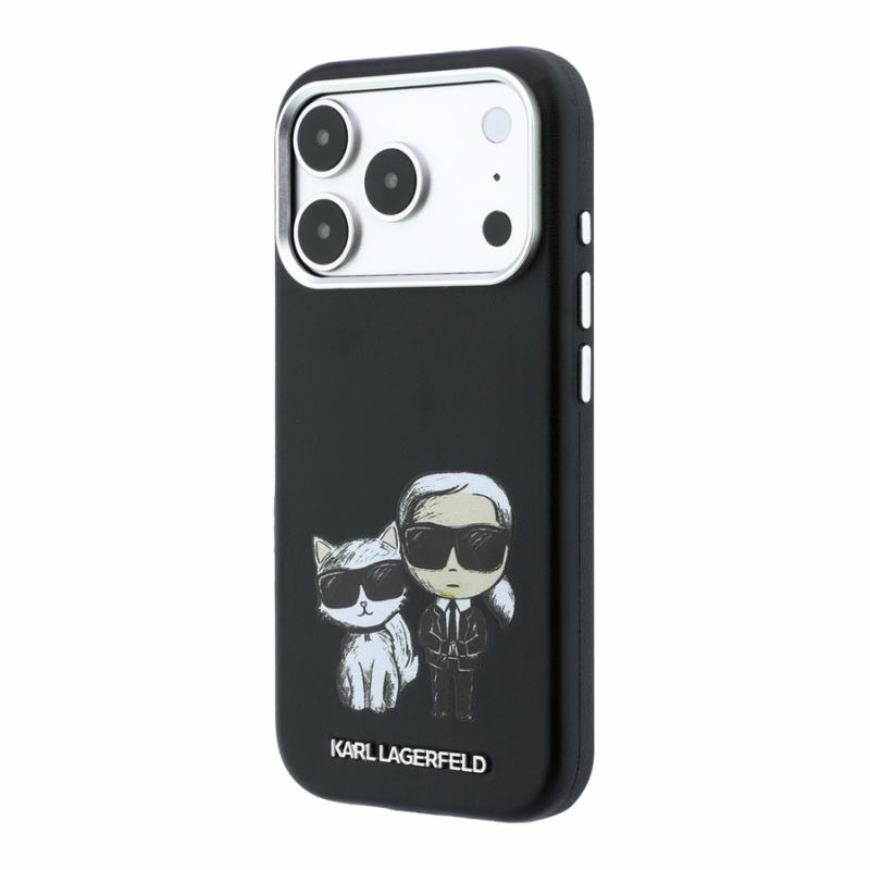 Karl Lagerfeld PU Semi Wrap Smooth Sketch Bodies Magsafe Case for iPhone 18 Pro Max Black