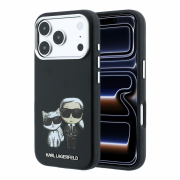 Karl Lagerfeld PU Semi Wrap Smooth Sketch Bodies Magsafe Case for iPhone 18 Pro Max Black