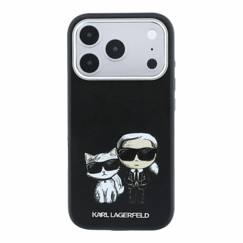 Karl Lagerfeld PU Semi Wrap Smooth Sketch Bodies Magsafe Case for iPhone 18 Pro Max Black