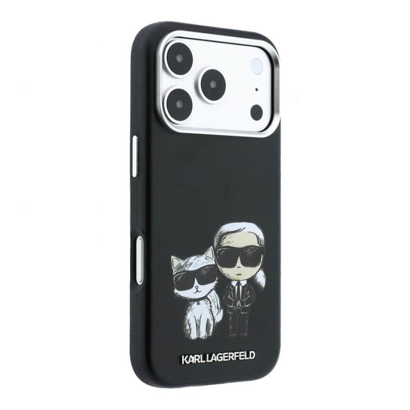 Karl Lagerfeld PU Semi Wrap Smooth Sketch Bodies Magsafe Case for iPhone 18 Pro Max Black
