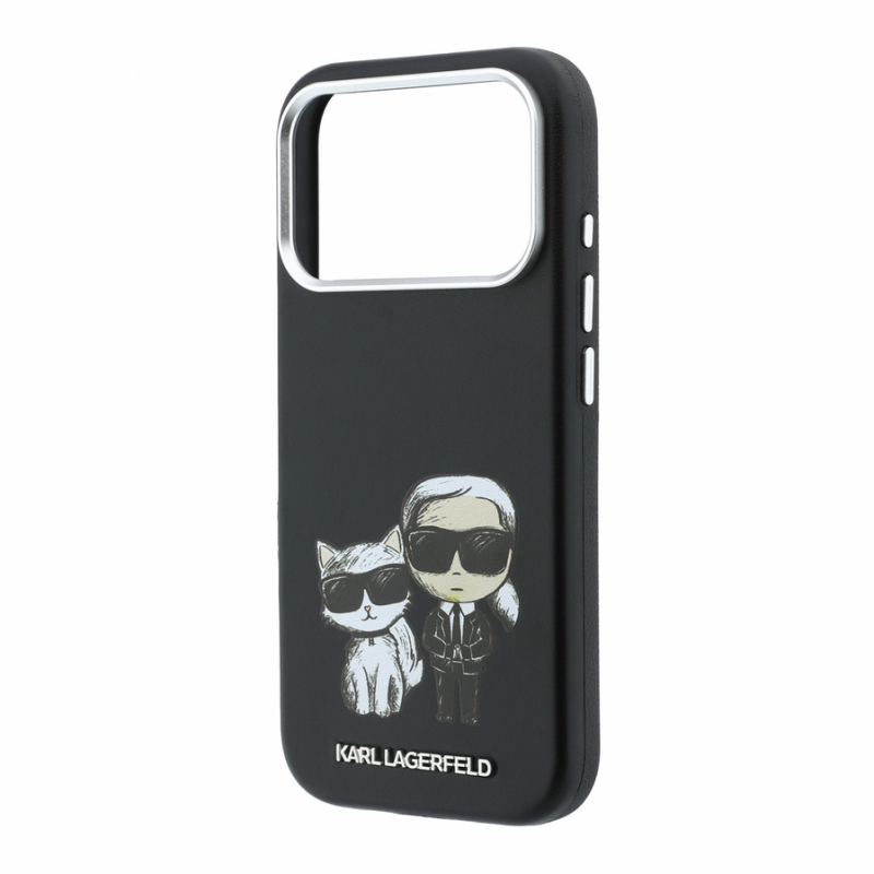 Karl Lagerfeld PU Semi Wrap Smooth Sketch Bodies Magsafe Case for iPhone 18 Pro Max Black