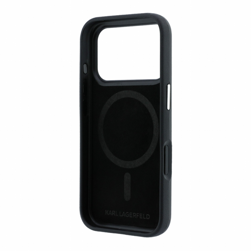 Karl Lagerfeld PU Semi Wrap Smooth Sketch Bodies Magsafe Case for iPhone 18 Pro Max Black