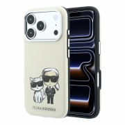Karl Lagerfeld PU Semi Wrap Smooth Sketch Bodies Magsafe Case for iPhone 18 Pro Max Beige