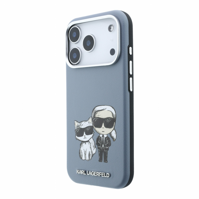 Karl Lagerfeld PU Semi Wrap Smooth Sketch Bodies Magsafe Case for iPhone 18 Pro Blue