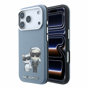 Karl Lagerfeld PU Semi Wrap Smooth Sketch Bodies Magsafe Case for iPhone 18 Pro Blue