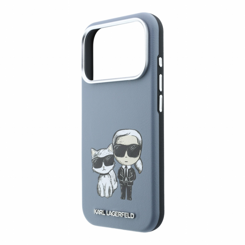 Karl Lagerfeld PU Semi Wrap Smooth Sketch Bodies Magsafe Case for iPhone 18 Pro Blue
