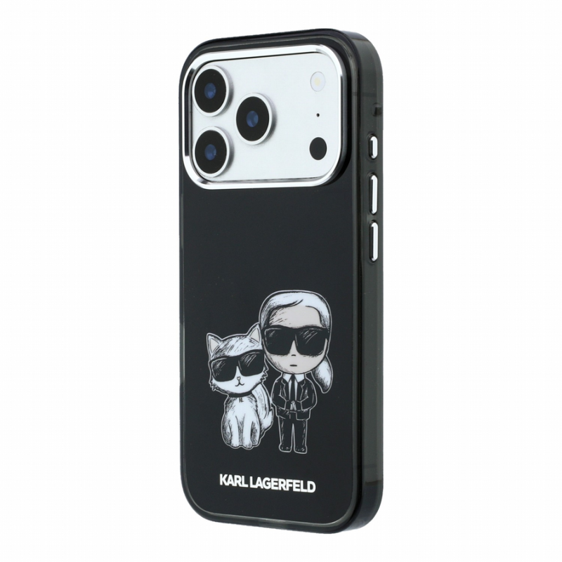 Karl Lagerfeld PU Semi Wrap Smooth Sketch Bodies Magsafe Case for iPhone 18 Pro Black