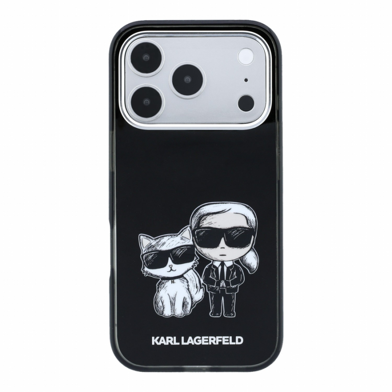 Karl Lagerfeld PU Semi Wrap Smooth Sketch Bodies Magsafe Case for iPhone 18 Pro Black