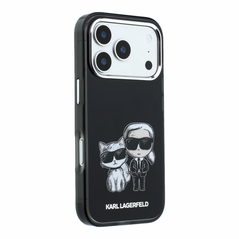 Karl Lagerfeld PU Semi Wrap Smooth Sketch Bodies Magsafe Case for iPhone 18 Pro Black