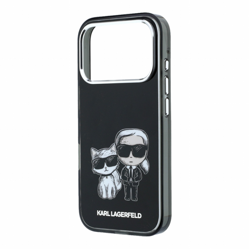 Karl Lagerfeld PU Semi Wrap Smooth Sketch Bodies Magsafe Case for iPhone 18 Pro Black