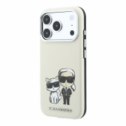 Karl Lagerfeld PU Semi Wrap Smooth Sketch Bodies Magsafe Case for iPhone 18 Pro Beige