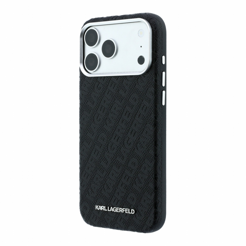 Karl Lagerfeld PU Grained Allover Semi Wrap Magsafe Case for iPhone 18 Pro Max Black