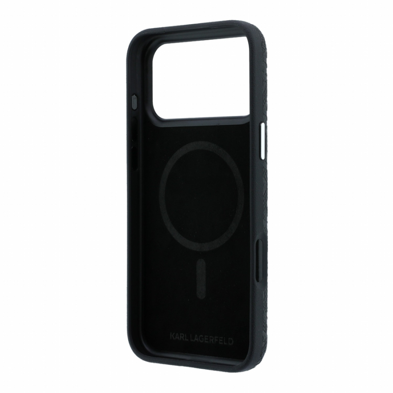 Karl Lagerfeld PU Grained Allover Semi Wrap Magsafe Case for iPhone 18 Pro Max Black