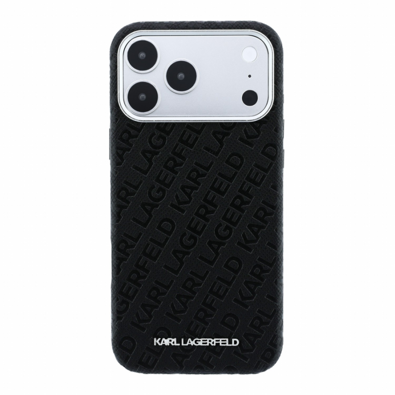 Karl Lagerfeld PU Grained Allover Semi Wrap Magsafe Case for iPhone 18 Pro Black