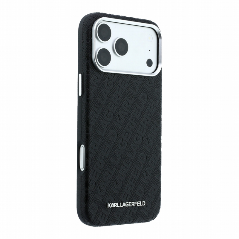 Karl Lagerfeld PU Grained Allover Semi Wrap Magsafe Case for iPhone 18 Pro Black