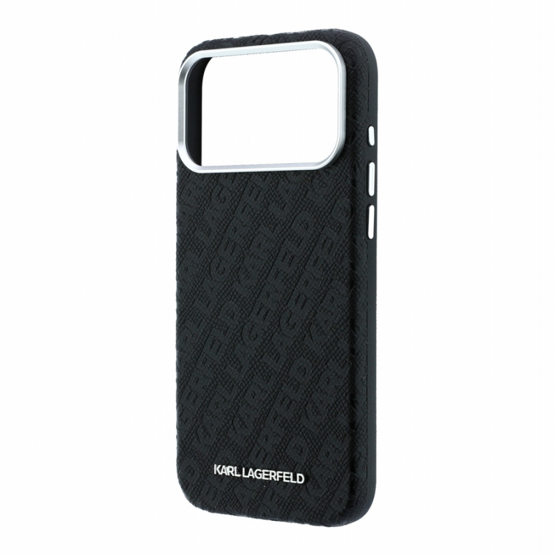Karl Lagerfeld PU Grained Allover Semi Wrap Magsafe Case for iPhone 18 Pro Black